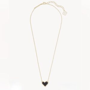 Kendra Scott Gold Heart Necklace with Black Drusy-NEW
